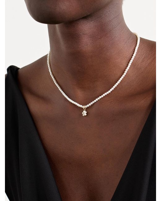Mizuki Natural 14-Karat, Pearl And Diamond Necklace