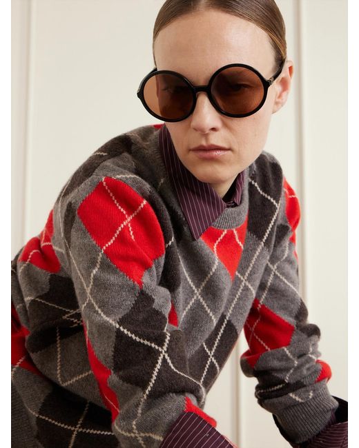 Miu Miu Natural Round-Frame Acetate Sunglasses