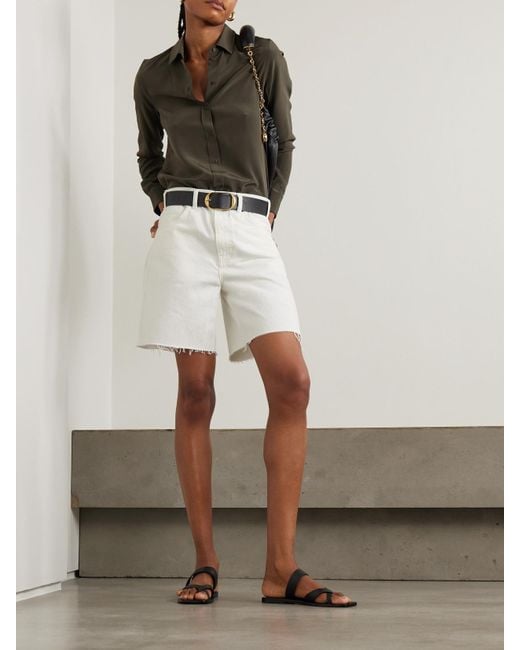 Nili Lotan White Russel Jeansshorts Mit Fransen
