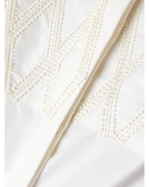 Emporio Sirenuse White Cassandra Hemd Aus Popeline Aus Einer Baumwollmischung Mit Zierperlen Und Stickereien