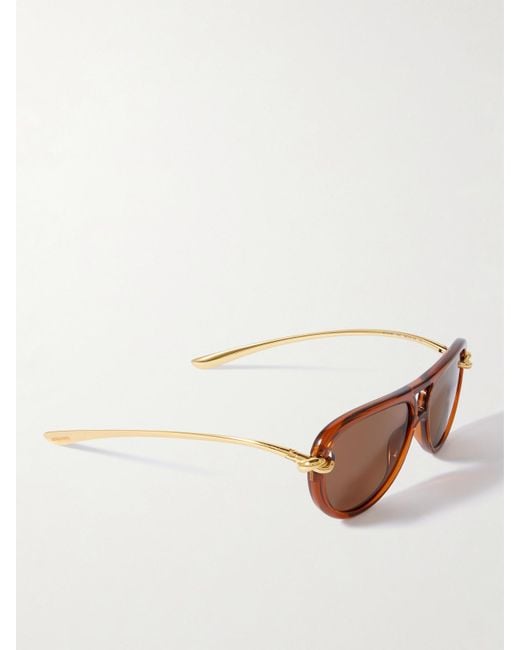 Bottega Veneta Brown New Knot Pilotensonnenbrille Aus Azetat Mit Goldfarbenen Details