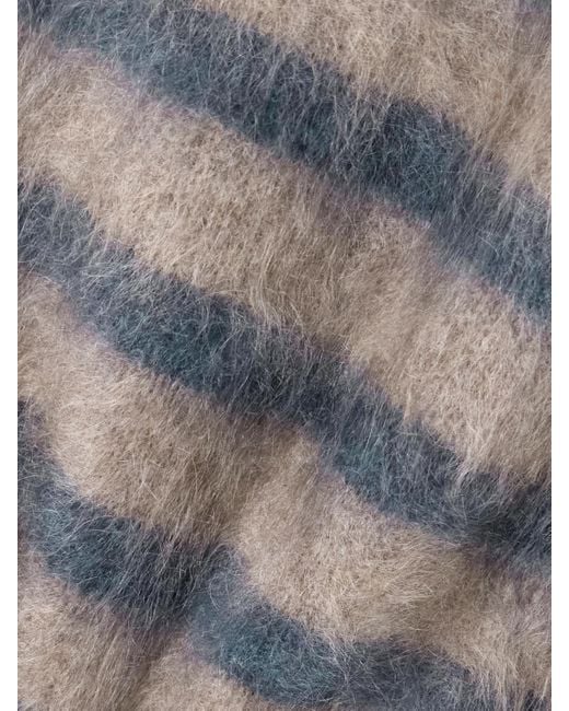 Lisa Yang Gray Floren Striped Brushed-Cashmere Turtleneck Sweater
