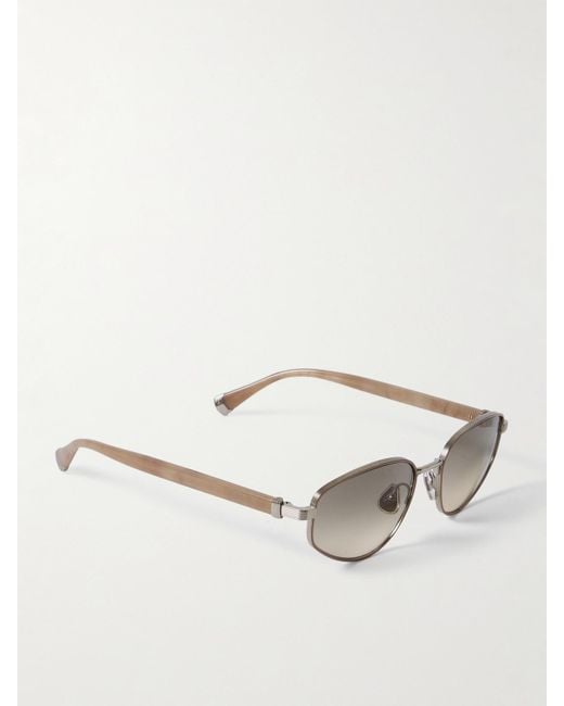 Brunello Cucinelli Natural Round-Frame Titanium And Acetate Sunglasses