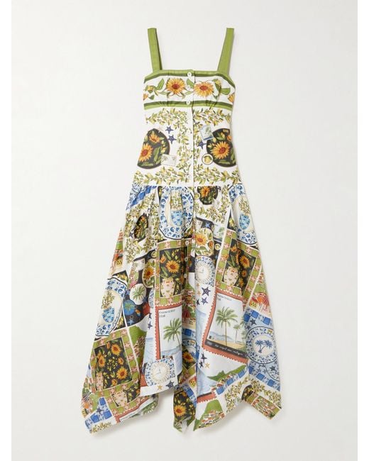 Robe Midi En Coton Imprimé À Smocks Et À Fronces Latin Trip Farm Rio en coloris White