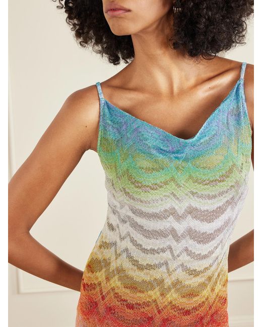 Missoni White Striped Metallic Crochet-Knit Coverup