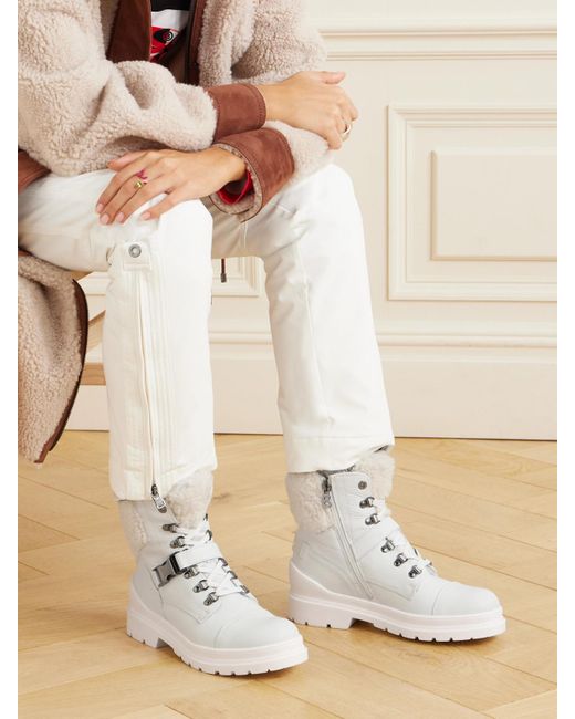 Bogner Natural St. Moritz Buckled Shearling-Lined Textured-Leather Ankle Boots