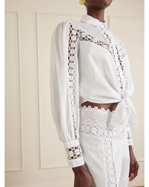 Charo Ruiz White Devi Cotton-Blend Shirt