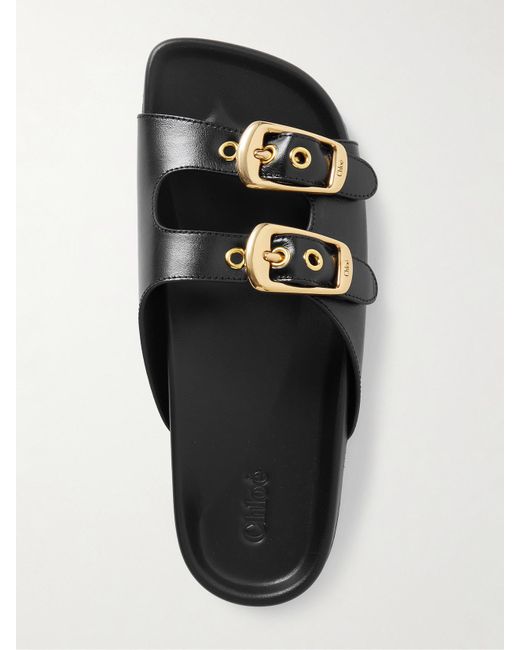 Chloé White Polly Leather Slides