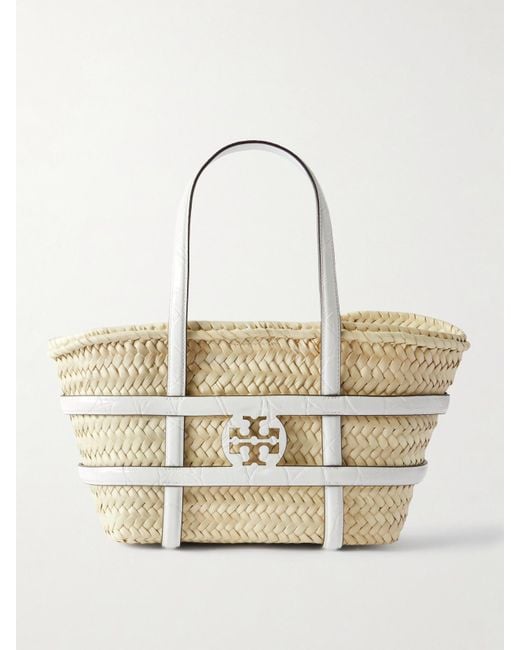 Tory Burch Natural Ella Kleine Tote Aus Geflochtenem Stroh Mit Lederbesätzen