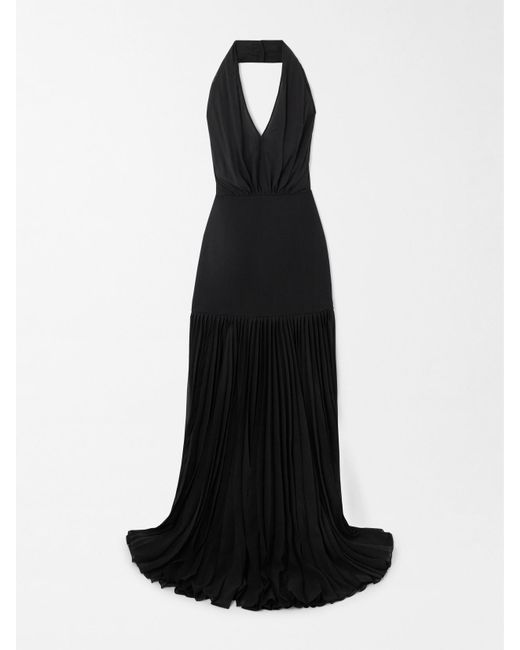 Veronica de Piante Black Iris Neckholder-Maxikleid Aus Crêpe Mit Plissee