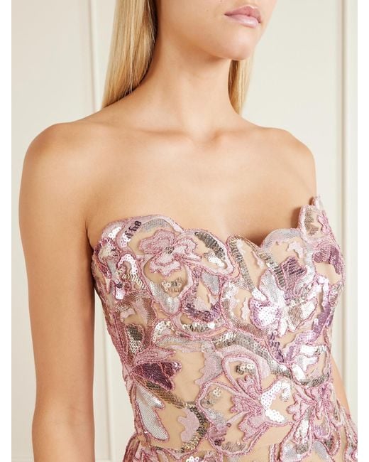 Elie Saab Pink Sequin-Embellished Tulle Gown