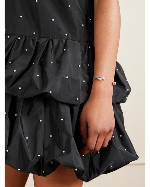 Sea Black Alberta Tiered Faux Pearl-Embellished Taffeta Mini Dress
