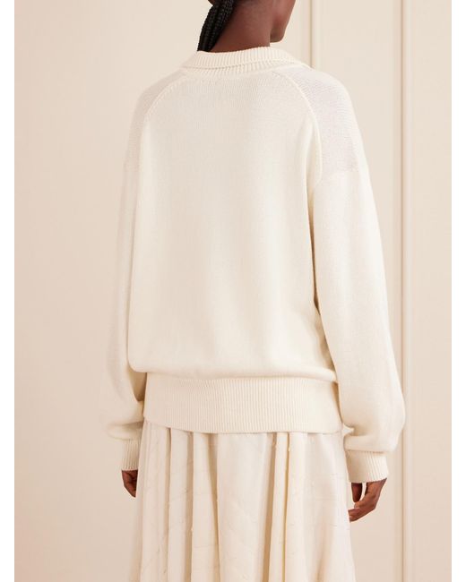 Kallmeyer White Chessy Cotton And Wool-Blend Polo Sweater