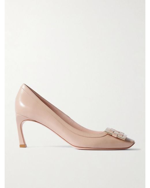 Roger Vivier Pink Belle Vivier Trompette 70 Buckled Patent-Leather Pumps