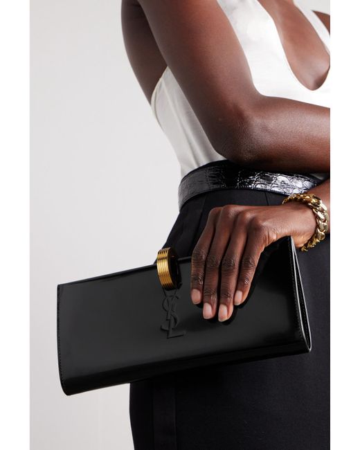 Saint Laurent Black Daria Patent-Leather Clutch