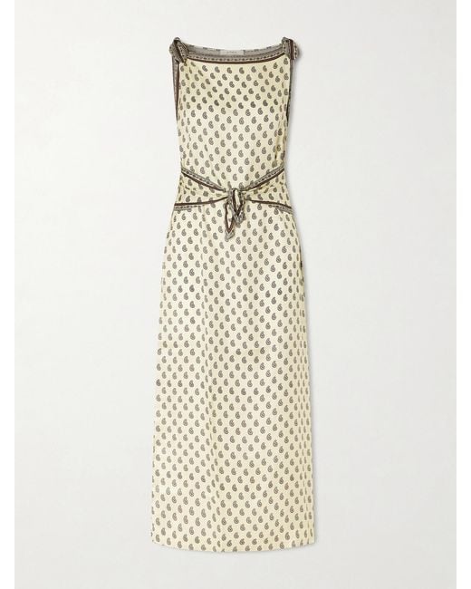 Doen Metallic Amorette Paisley-Print Silk-Blend Twill Midi Dress