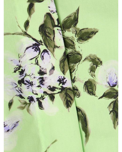 Emilia Wickstead Green Natalie Cropped Floral-Print Cotton-Poplin Shirt