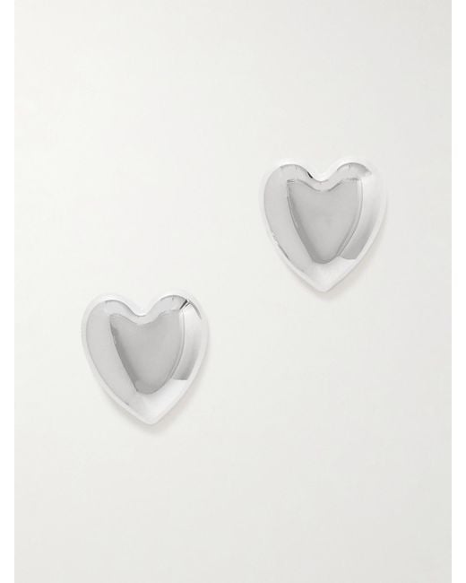 Jennifer Fisher White Puffy Heart Small-Tone Earrings