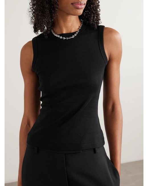 Flore Flore Black Esmé Ribbed Organic Cotton-Jersey Tank