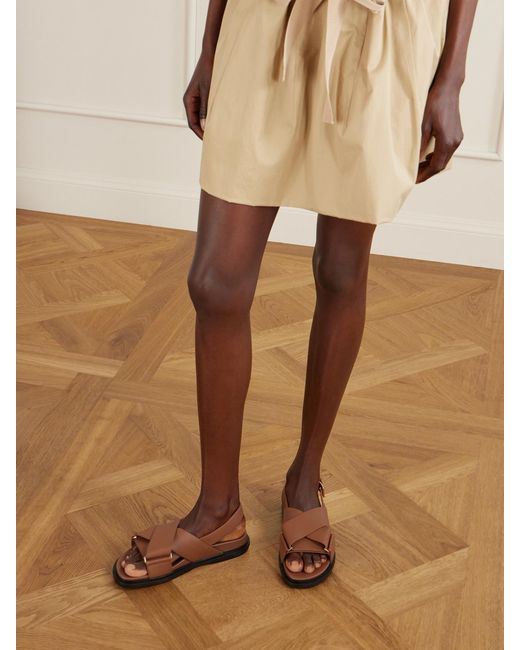 Marni Brown Fussbett Leather Slingback Sandals