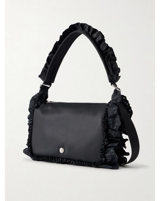 Simone Rocha Black Pillowcase Broderie Anglaise-Trimmed Shell Shoulder Bag
