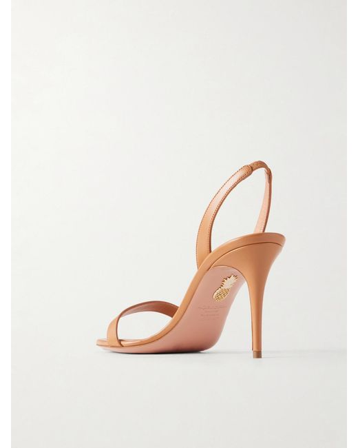 Aquazzura Brown So Nude 85 Leather Slingback Sandals