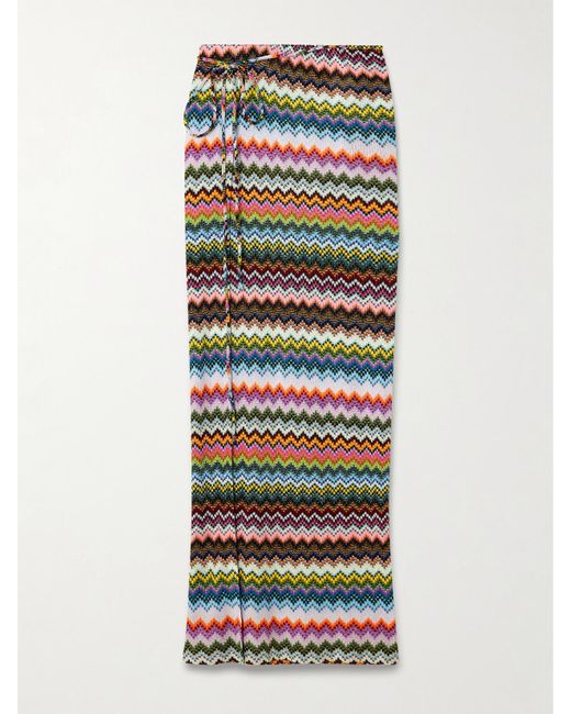 Missoni Multicolor Mare Striped Metallic Crochet-Knit Maxi Wrap Skirt