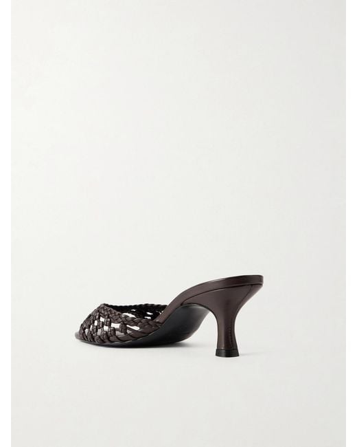 Staud Brown Brigitte Woven Leather Mules