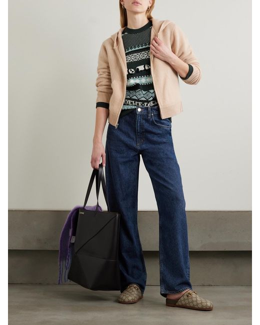 The Elder Statesman Natural Cropped Cashmere Hoodie