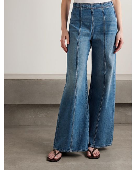 Ulla Johnson Blue The Bianca Paneled High-Rise Wide-Leg Jeans