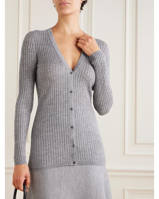 Gabriela Hearst Gray Emma Pointelle-Knit Cashmere And Silk-Blend Cardigan