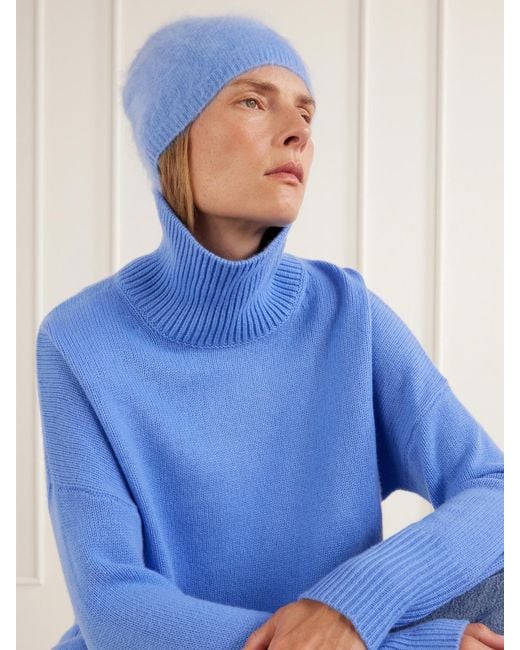 Lisa Yang Blue Brushed-Cashmere Beanie