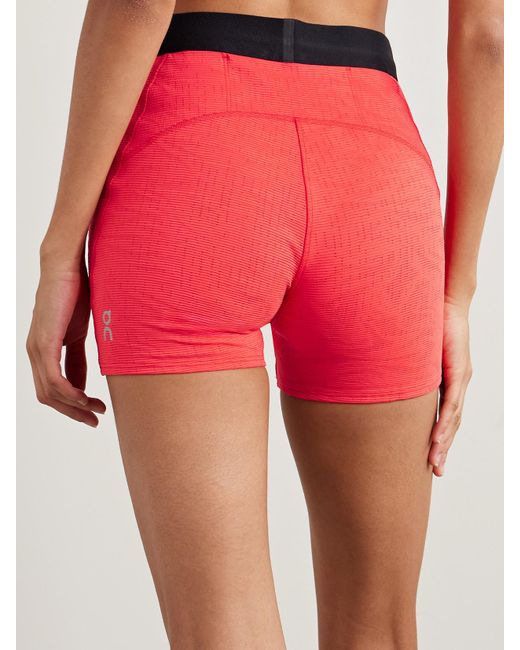 On Shoes Red Pace Tights Shorts Aus Stretch-Jersey