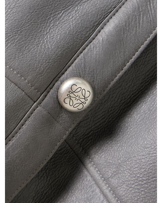 Loewe Gray Lambskin Shearling-Lined Pebble Jacket