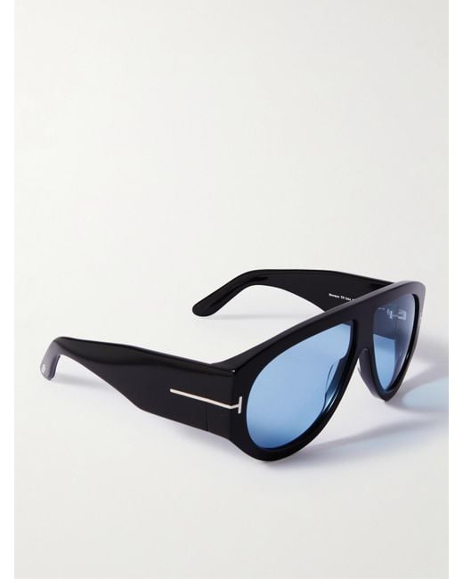 Tom Ford Blue Bronson Aviator-Style Acetate Sunglasess