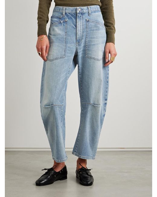 Nili Lotan Blue Shon High-Rise Tapered Jeans