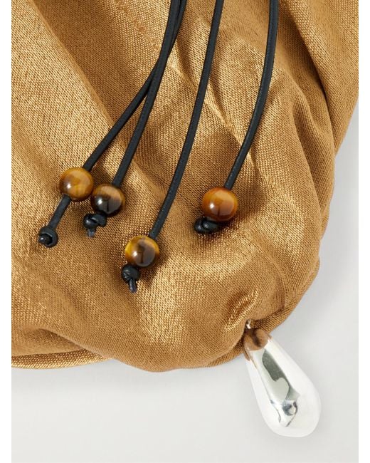 Sophie Buhai Metallic Teardrop Embellished Satin Drawstring Pouch