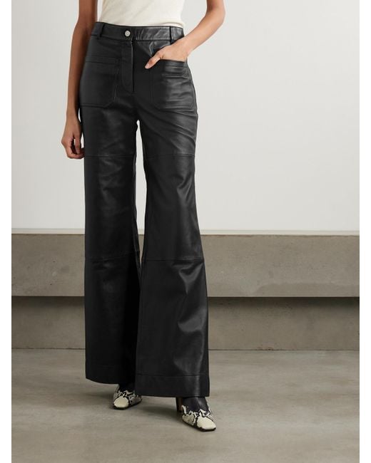 Victoria Beckham Gray Alina Leather Flared Pants