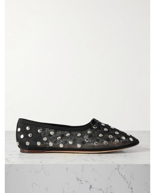 Loeffler Randall Black Landon Studded Mesh Ballet Flats