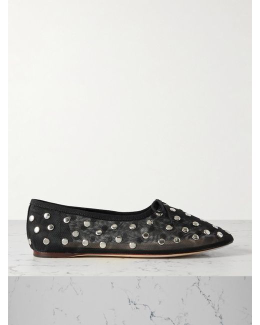 Loeffler Randall Black Landon Studded Mesh Ballet Flats