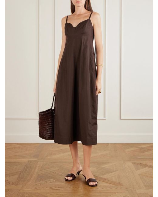 Co. Purple Bustier Cut Tton-Poplin Midi Dress