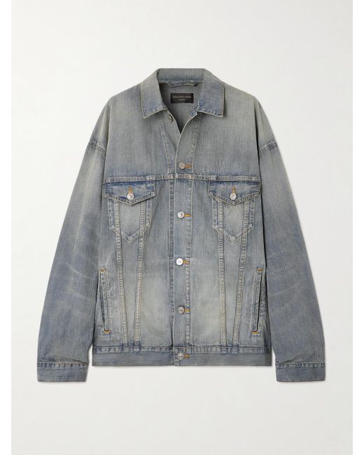 Balenciaga distressed denim jacket sales