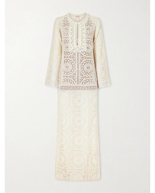 Johanna Ortiz Natural Trails Of Light Embroidered Bead-Embellished Cotton-Blend Maxi Dress