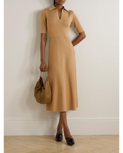 Gabriela Hearst Natural Bradley Wool, Silk And Cashmere-Blend Midi Dress