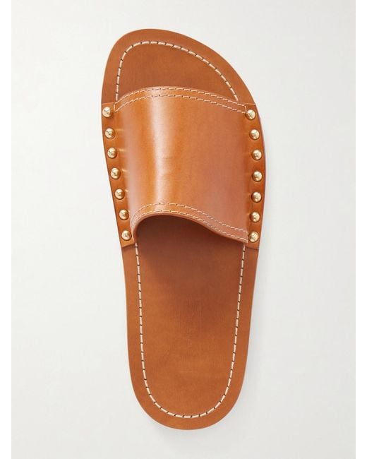Totême  White Studded Leather Slides