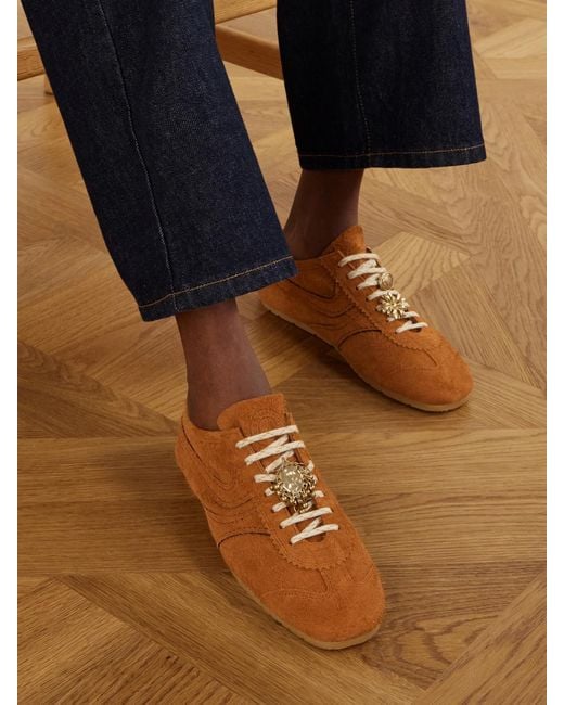 Dries Van Noten Orange Suede Sneakers