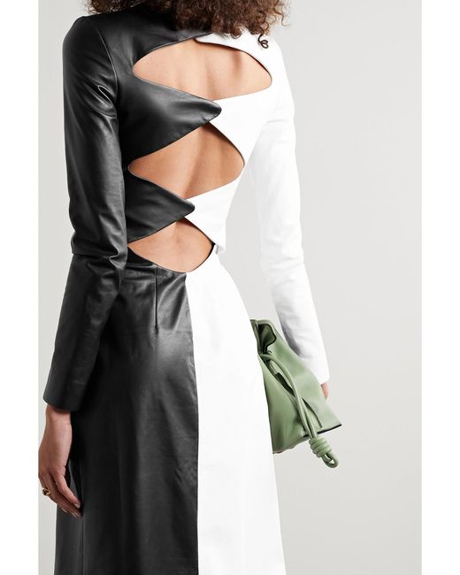 Gabriela Hearst Black + Net Sustain Currie Cutout Two-tone Leather Maxi Dress
