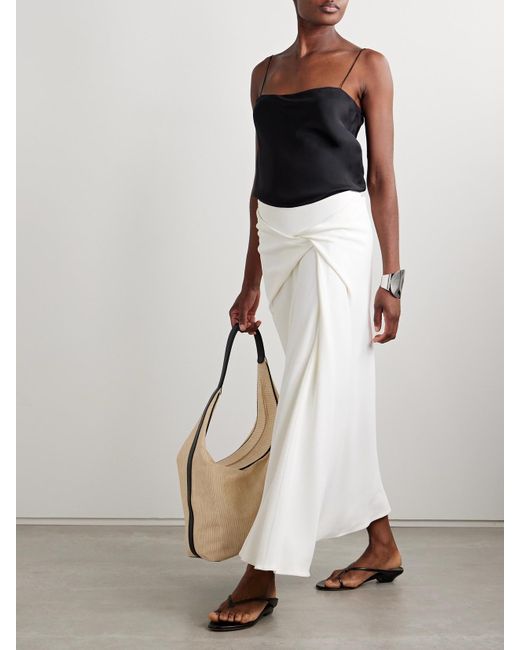 Another Tomorrow White Midirock Aus Stretch-Crêpe Mit Twist-Detail
