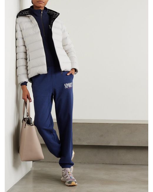 Moncler White Appliquéd Webbing-Trimmed Quilted Shell Down Jacket