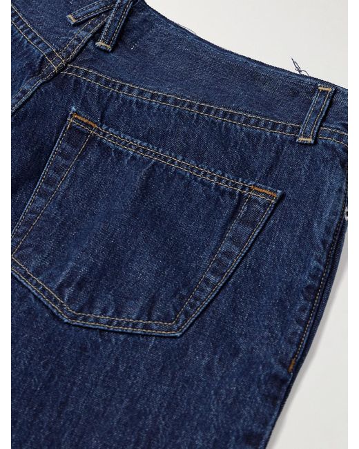 SLVRLAKE Denim Blue Taylor Pleated Low-Rise Wide-Leg Jeans